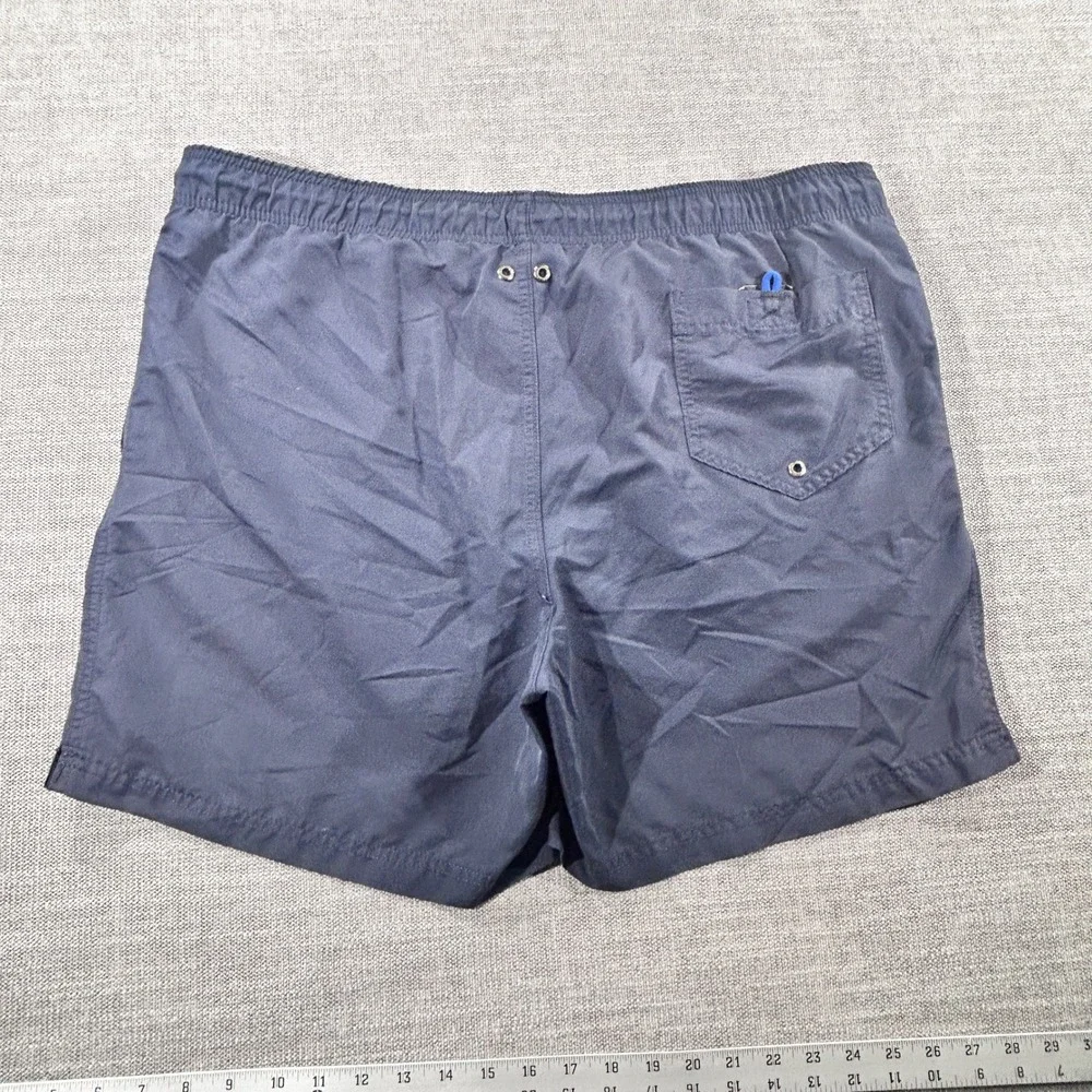 Lands' End Swim Trunks Mens Large 36-38 Navy Blue Excellent Nautical Anchor 1426